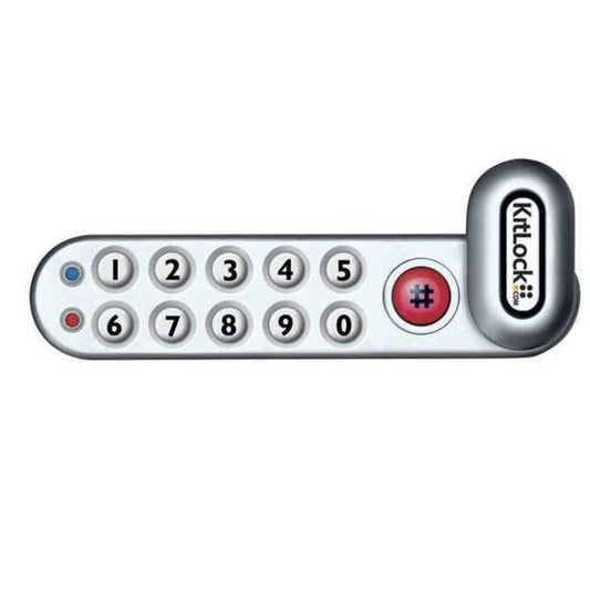 CODELOCKS KL1006KIT-SG LH Silver Grey Finish Zinc Alloy KitLock Electronic Cabinet Lock, Upgraded Batteries, Horizontal Left Hand, 3/8"-1 1/8" Spindle Length