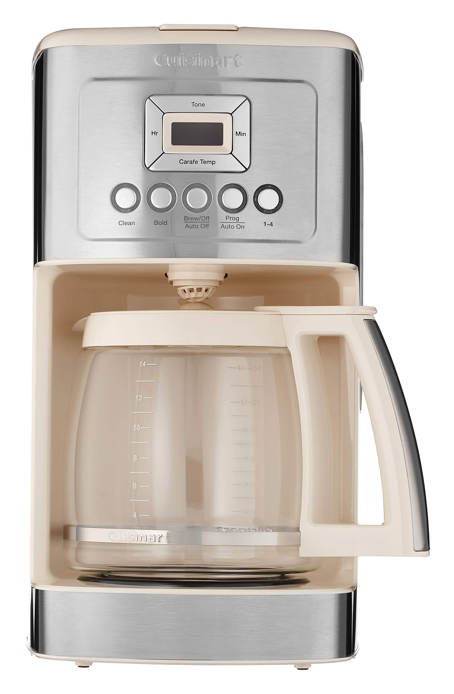 Cuisinart Coffee Maker, 14-Cup Glass Carafe, Fully Automatic for Brew Strength Control & 1-4 Cup Setting, Stainless Steel, DCC-3200CRM, Cream.