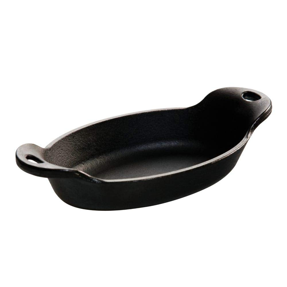 Lodge Heat Enhanced and Seasoned Cast Iron Oval Mini Server, 9-Ounce, Black