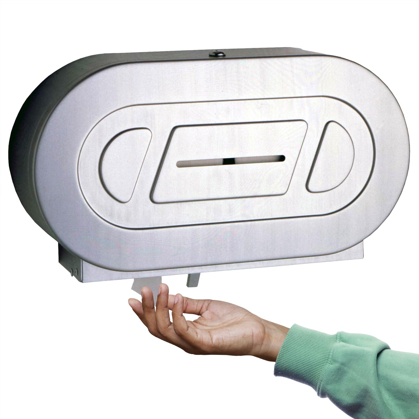 Bobrick B-2892 Surface-Mounted Twin Jumbo-Roll Toilet Paper Dispenser, Double Roll Toilet Paper Holder