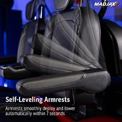 MadJax Commander Front Seat Back with Armrests & Storage Console, Rear Seat Back and Bottom Cushion Assemblies & G250 Steel Rear Seat Kit Compatible with MadJax XSeries X2 Golf Cart, Black