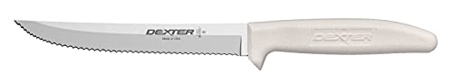 Dexter-Russell Sani-Safe S156SC-PCP 6" White Scalloped Utility Knife with Polypropylene Handle, Model:092187133039