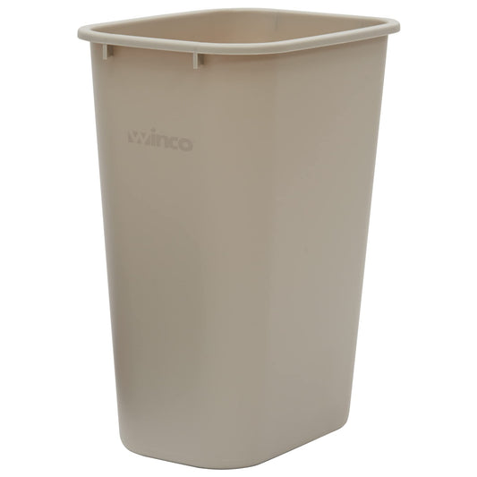 Winco PWR-41BE Waste Basket, 10 Gallon, Plastic ,Beige