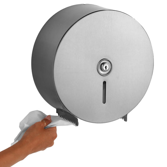 Bobrick Single Jumbo-Roll Surface-Mounted Toilet Tissue Dispenser, Satin-Finish Stainless Steel, ADA Compliant, Secure Locking Design, Versatile Roll Compatibility, Durable & Easy-Load Mechanism (Model B-2890)