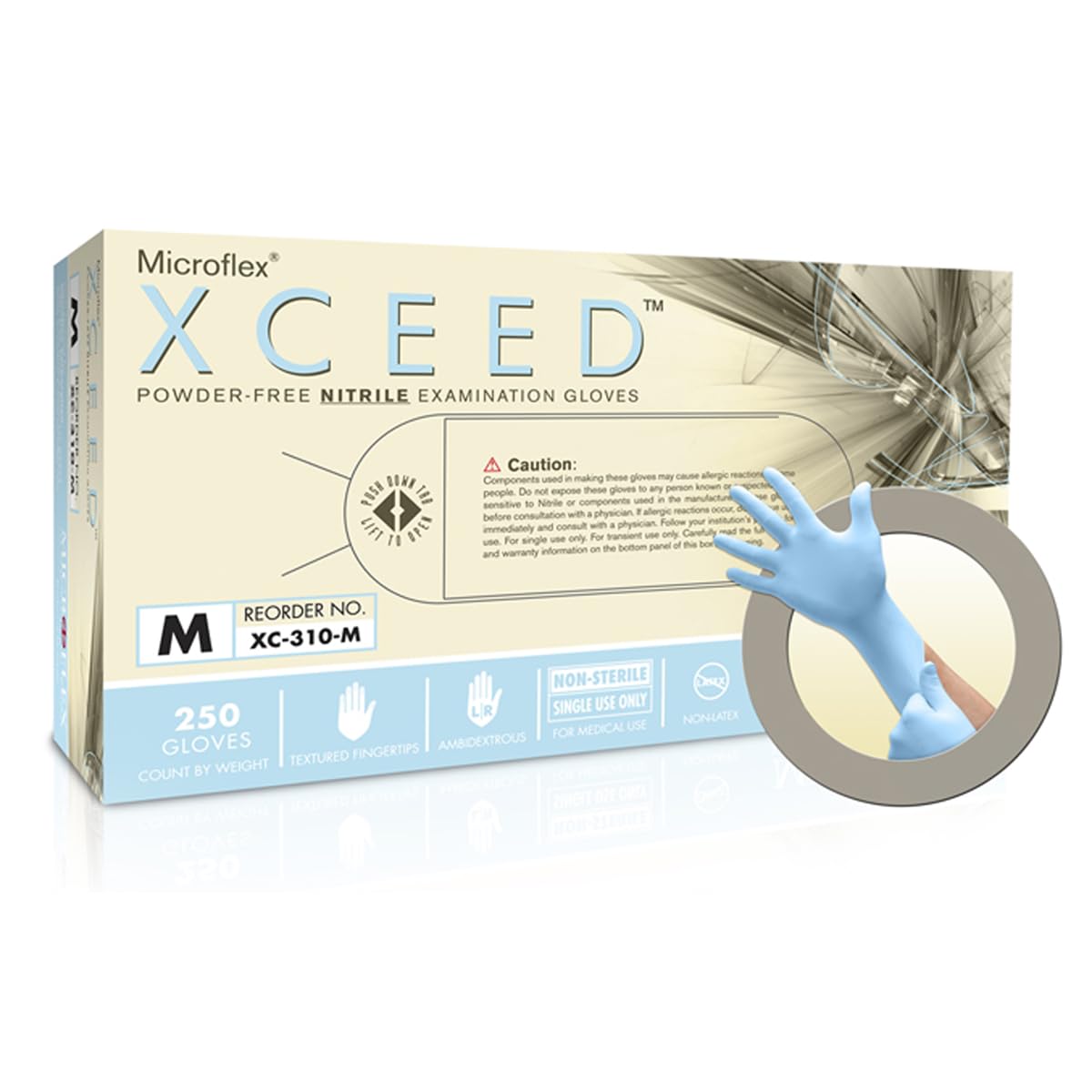 Microflex XCEED-XC310 Disposable Nitrile Gloves, Blue, Size Small, Box of 250