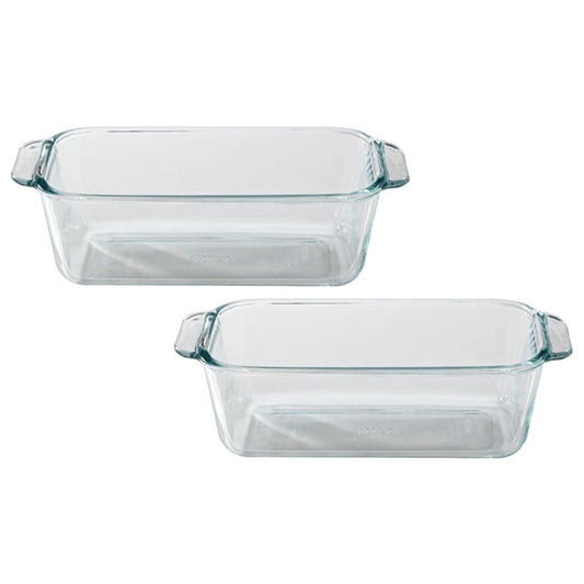 Pyrex (1.5Qt) Clear Basics Glass Loaf Pan (2 Pack) - Made in USA