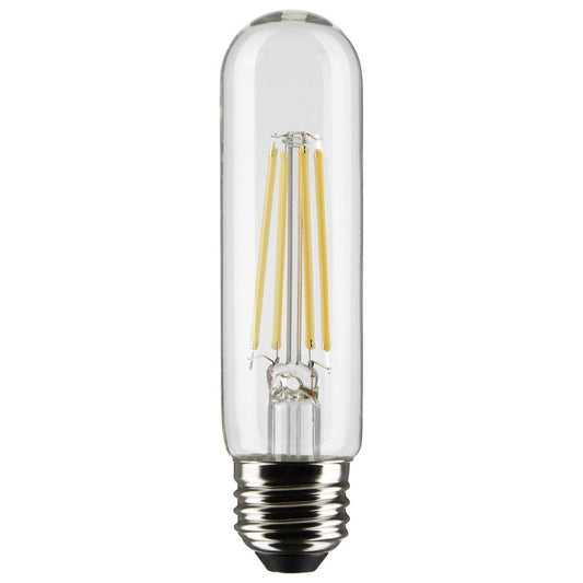 Satco 8-Watt T10 Tubular LED Filament Light Bulbs, 2700K Warm White, 800 Lumen, E26 Medium Base, 15000 Hour Rating, Dimmable, Wet Location, 6 Pack