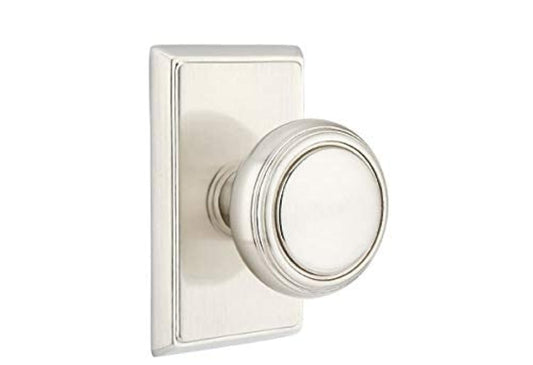 Emtek Privacy Set, Rectangular Rosette, Norwich Knob, Satin Nickel US15