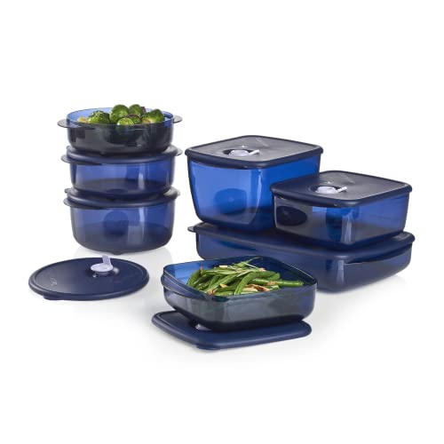 Tupperware Brand Vent ＆N Serve 7 Container Set - Prep, Freeze & Reheat Meals + Lids - Dishwasher, Microwave & Freezer Safe - BPA Free