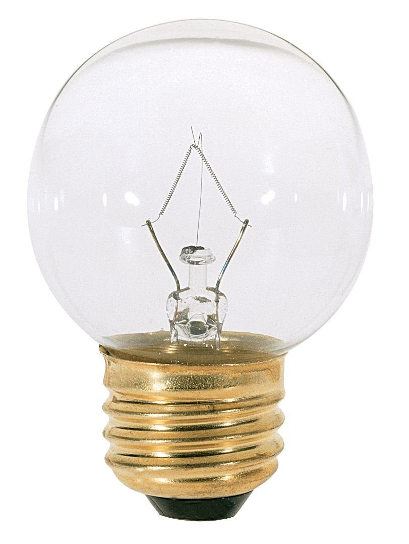 Satco 25G16 1/2 Incandescent Globe Light, 25W E26 G16 1/2, Clear Bulb [Pack of 6]