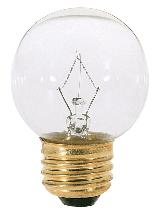 Satco 25G16 1/2 Incandescent Globe Light, 25W E26 G16 1/2, Clear Bulb [Pack of 6]