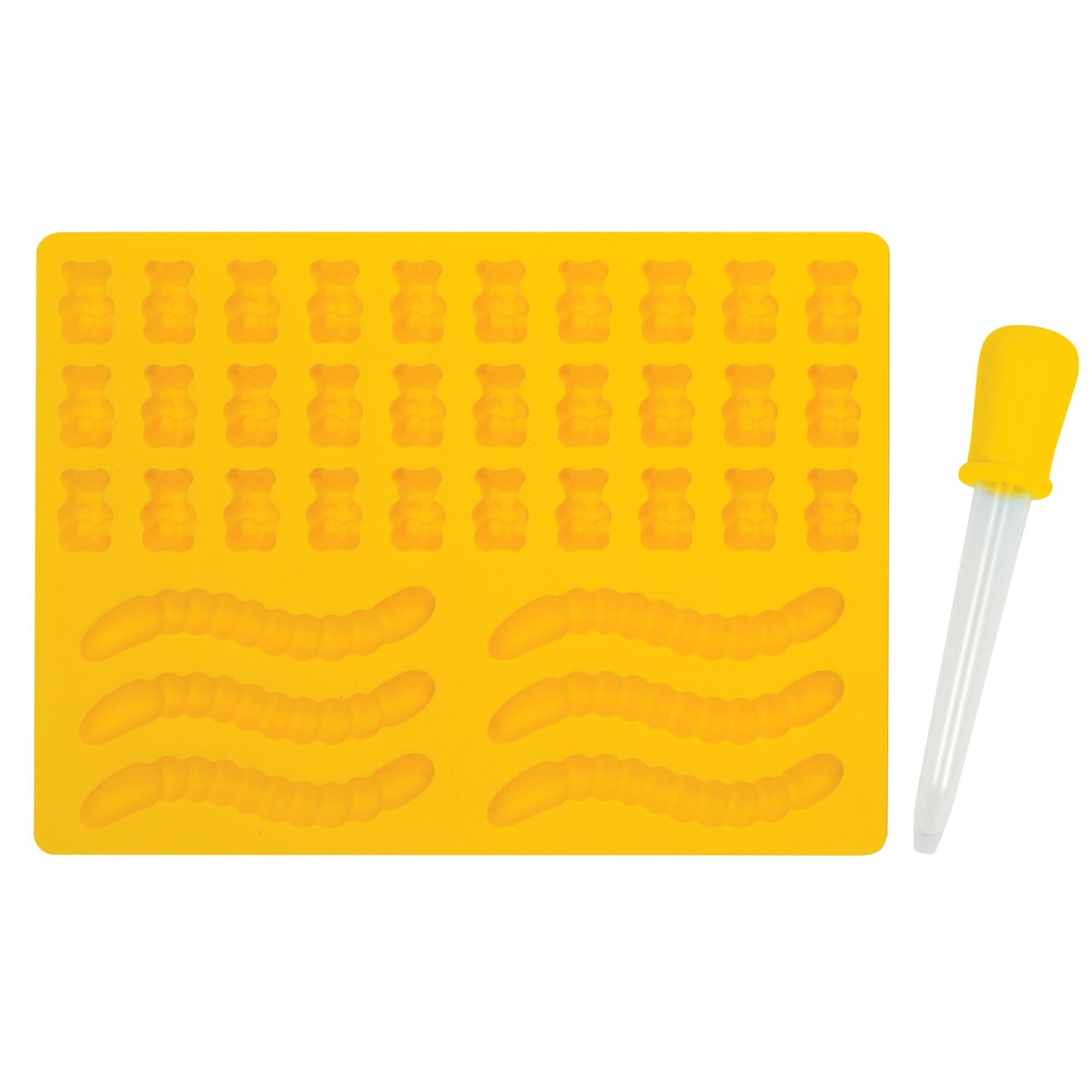 Mrs. Anderson's Baking Gummy Bear and Worm Mold with Dropper, Non-Stick LFGB Silicone