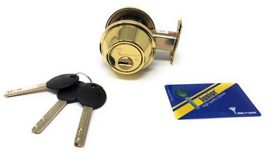 Mul-T-Lock Cronus High Security Grade 2 Single Cylinder Dead-Bolt w/Thumb Turn 2-3/8 or 2-3/4 Adjustable Backset for Commercial and Residential Metal Or Wood Doors (Brigh Brass)