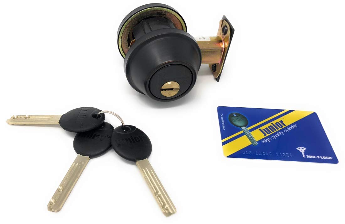 Mul-T-Lock Cronus High Security Grade 2 Single Cylinder Dead-Bolt w/Thumb Turn 2-3/8 or 2-3/4 Adjustable Backset for Commercial and Residential Metal Or Wood Doors (Oil Rubbed Bronze)