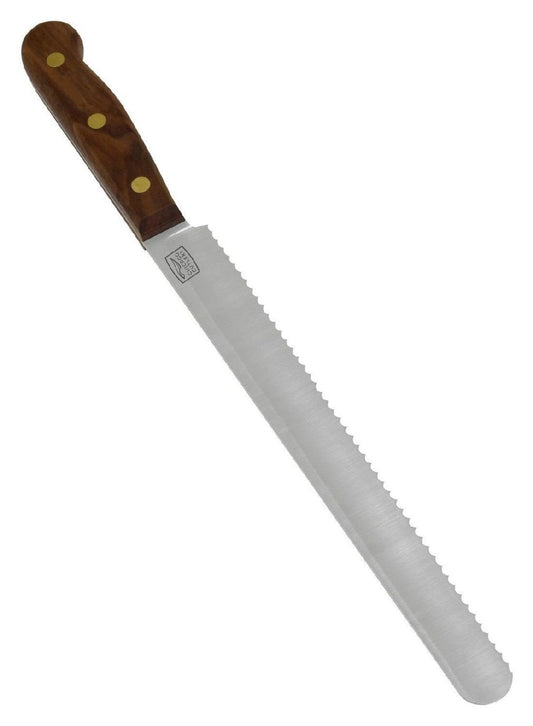 Chicago Cutlery 10-Inch Serrated Bread Knife with Sharp Stainless Steel Blade for Slicing, Cutting, and Scoring Bread, Walnut Tradition Wood Handle Kitchen Knife