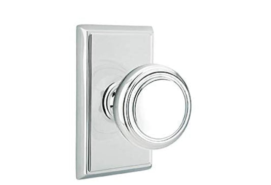 Emtek Passage Set, Rectangular Rosette, Norwich Knob, Polished Chrome US26
