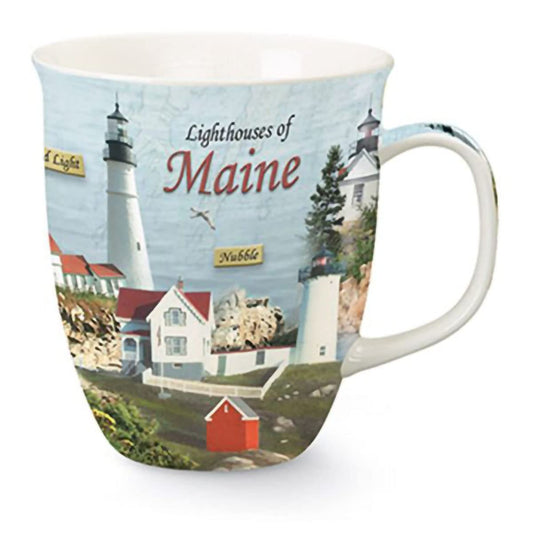 Cape Shore Harbor Coffee Tea Mug Cup - Lighthouses of Maine Gifts for Birthday Christmas, 15 Oz