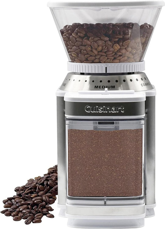 CUISINART Coffee Grinder, Electric Burr One-Touch Automatic Grinder with18-Position Grind Selector, Stainless Steel, DBM-8WP1, White