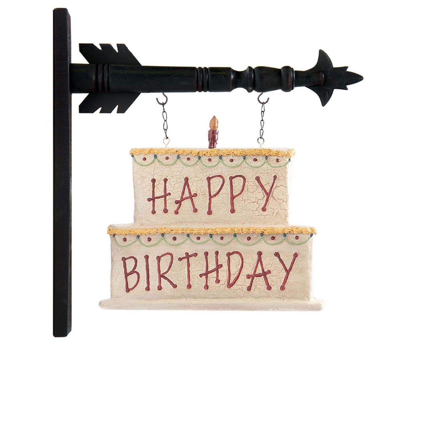 K&K Interiors 13627A 12.5 Inch Happy Birthday Cake Arrow Replacement, 11H, White