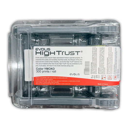 Evolis R5F208A100 YMCKO Color Ribbon for Primacy 2 Printer | 300 Full-Color Prints | Genuine Evolis Ribbon for ID Cards, Badges & Barcodes | High Trust® Series