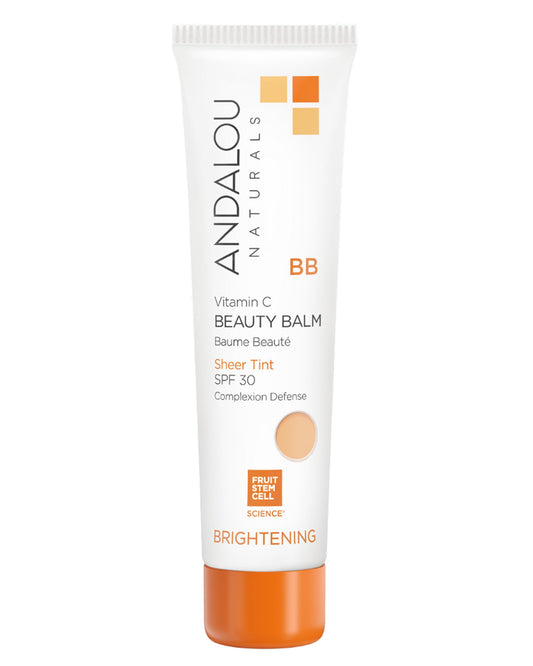 Andalou Naturals Vitamin C BB Beauty Balm Sheer Tint SPF 30 - 2-in-1 BB Cream & Mineral Sunscreen for Face - With Non-Nano Zinc Oxide Skin Protection - 2 fl oz
