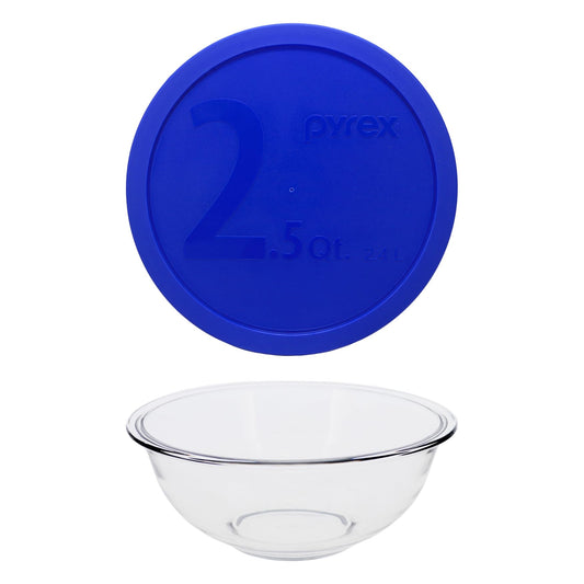 Pyrex 325 2.5-Qt Glass Bowl and 325-PC 2.5-Qt Blue Lid - Made in the USA