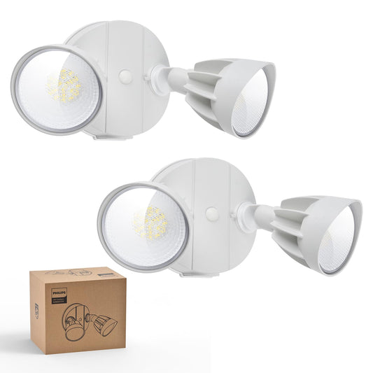 Philips 44W 3500LM ?LED Security Flood Light? ?Outdoor?，Switch Controlled Aluminum ?Security Light?, 2 Adjustable Heads，5000K Daylight，Wet Location for Patio, Garden, Yard Lights