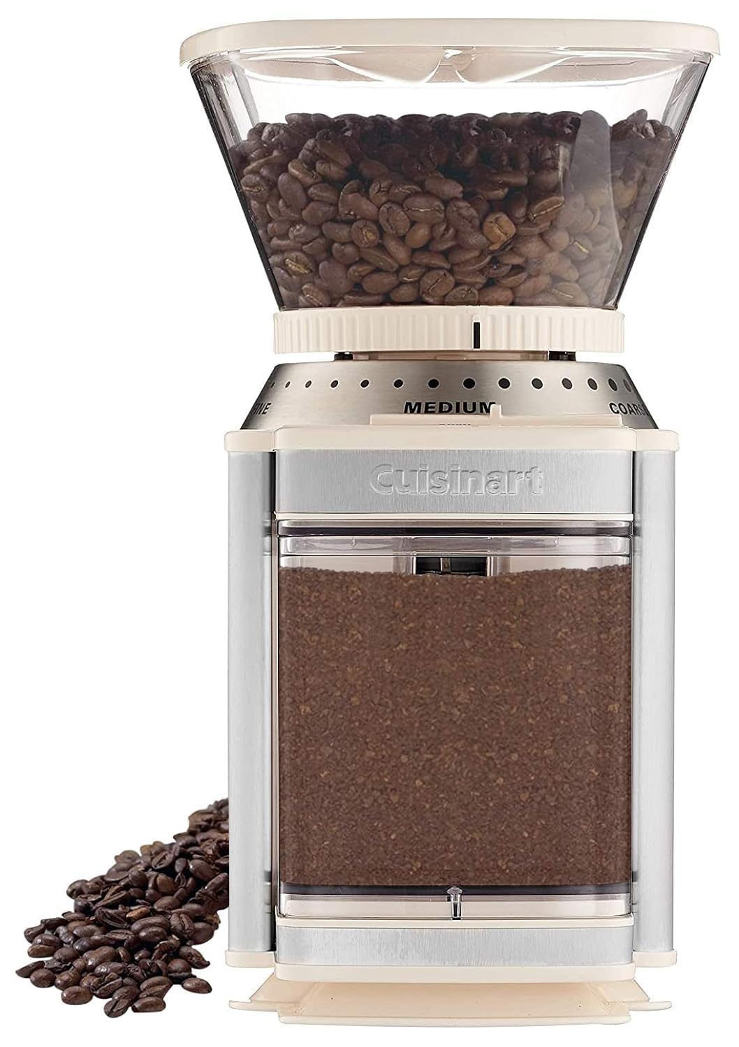 CUISINART Coffee Grinder, Electric Burr One-Touch Automatic Grinder with18-Position Grind Selector, Stainless Steel, DBM-8CRMP1, Cream