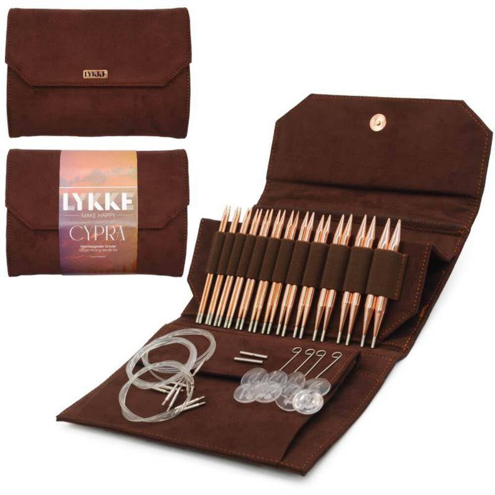 Lykke 5 Cypra Interchangeable Needle Set, Brown Vegan Suede Case