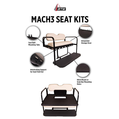 GTW MACH3 Golf Cart Rear Seat Kit with Steel Frame, Sandstone Cushions