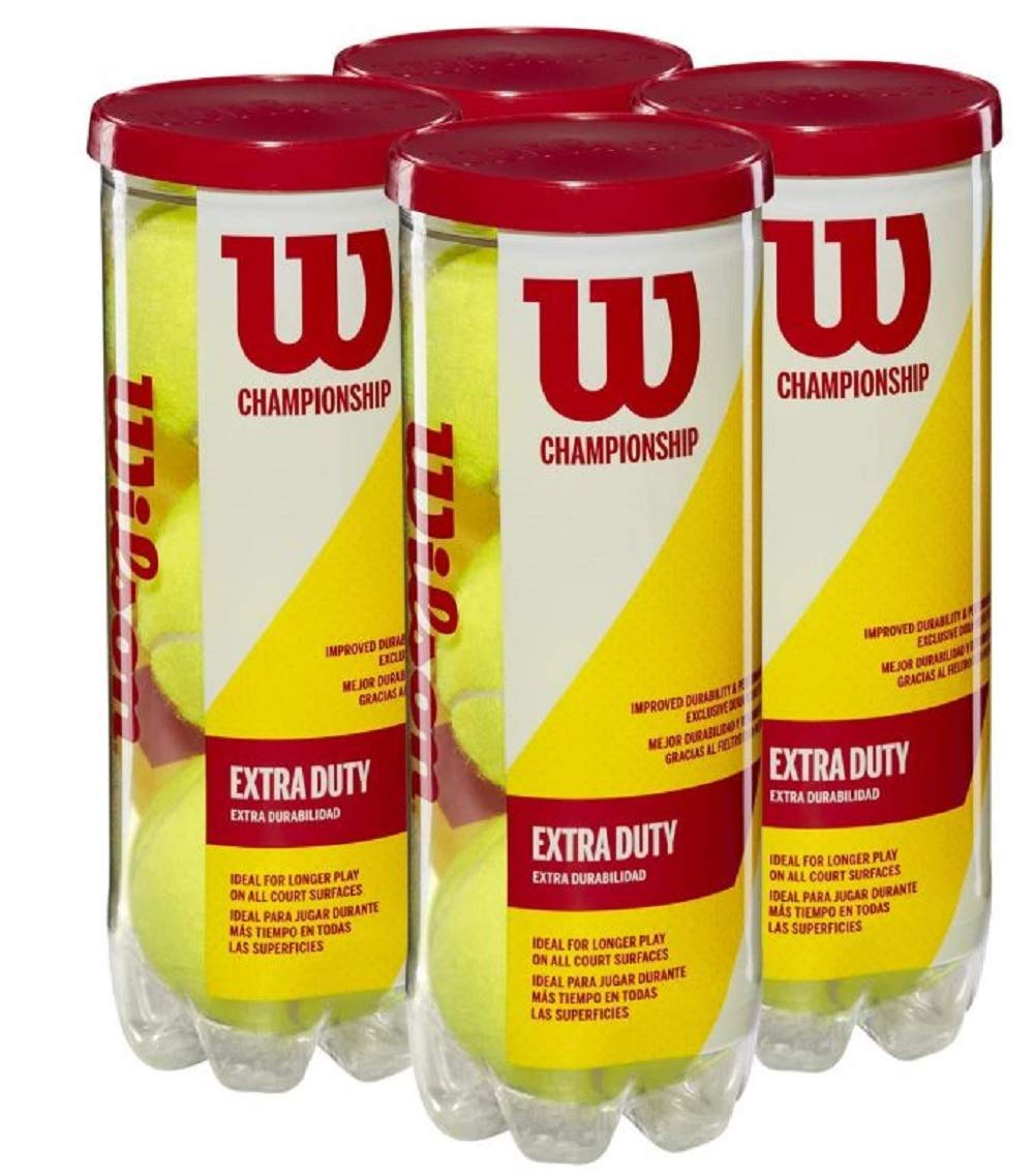Wilson Championship Extra Duty Tennis Ball 每 4 Pack | Pressurized Balls with Seal Design | Highly Elastic, Ideal for Training & Matches - Yellow