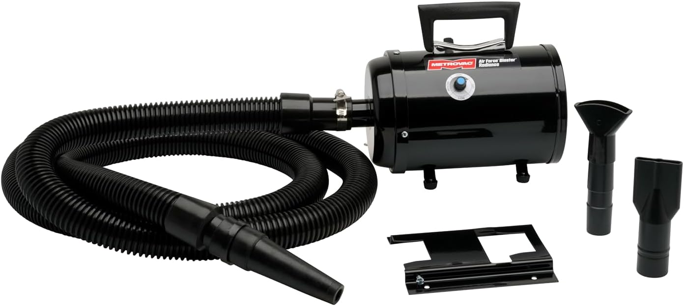 METROVAC Air Force Blaster Radiance B-3-HTV-AFBR Variable Speed Dog Hair Dryer with Heat | High Velocity Pet Grooming Blower 4.0 HP