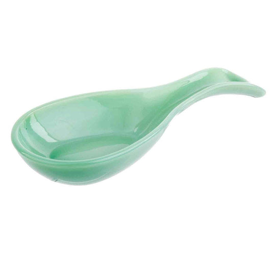 Tablecraft Glass Spoon Rest, 8 x 3.5 x 1.25, Green