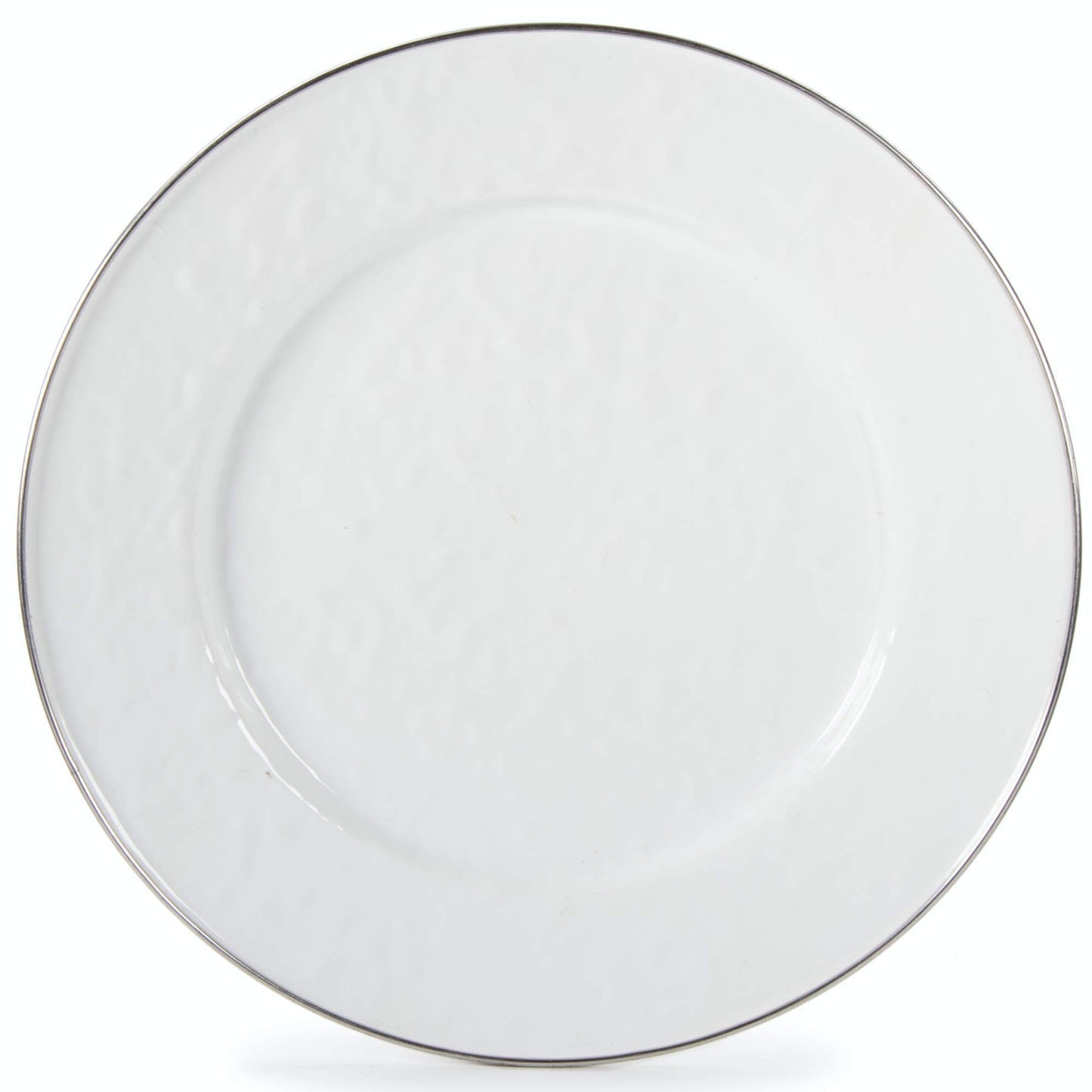 Golden Rabbit Enamelware - White on White Texture Pattern - 10.5 Inch Dinner Plate