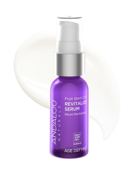 Andalou Naturals Age Defying Fruit Stem Cell Revitalize Serum | Anti Aging Face Serum With Resveratrol and CoQ10 | Helps Firm, Lift, and Smooth Fine Lines and Wrinkles | 1.1 fl oz