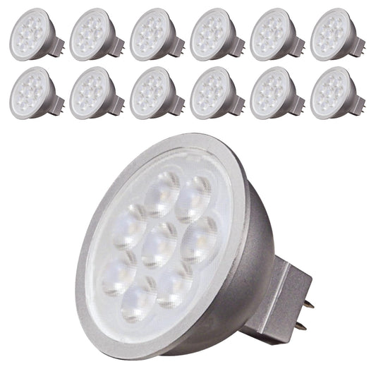 Satco S9499 MR16 Reflector LED Light Bulbs 6.5 Watt 12 Volt AC/DC 5000K 40 Deg. Beam Angle GU5.3 Base Dimmable Damp Location 12 Pack
