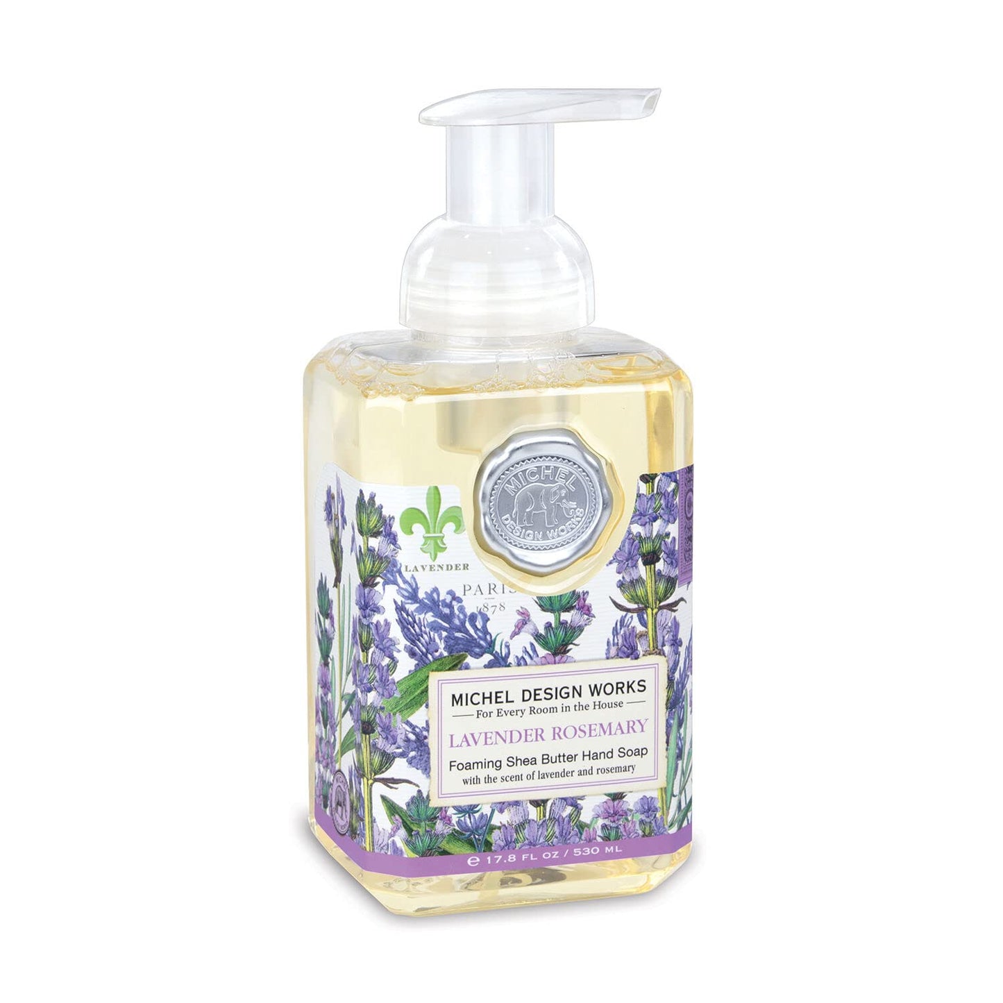 Michel Design Works Foaming Hand Soap, Lavender Rosemary, with Soap Dispenser, 1-Pack, 17.8 Fl oz Each