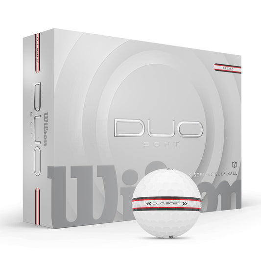 WILSON 2025 Duo Soft TRK360 Golf Balls - White/Red Stripe, 12 Balls