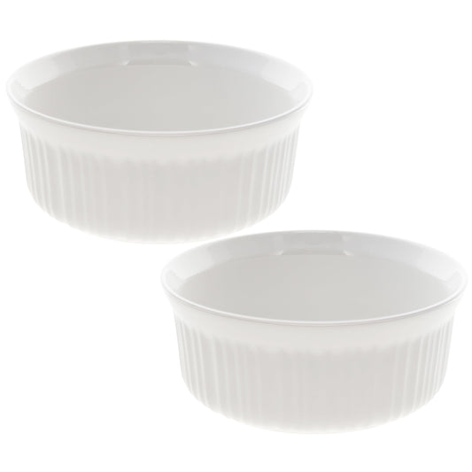 Corningware FS1 2.5 Qt/ 2.35L Round French White Casserole Dish (2-Pack)