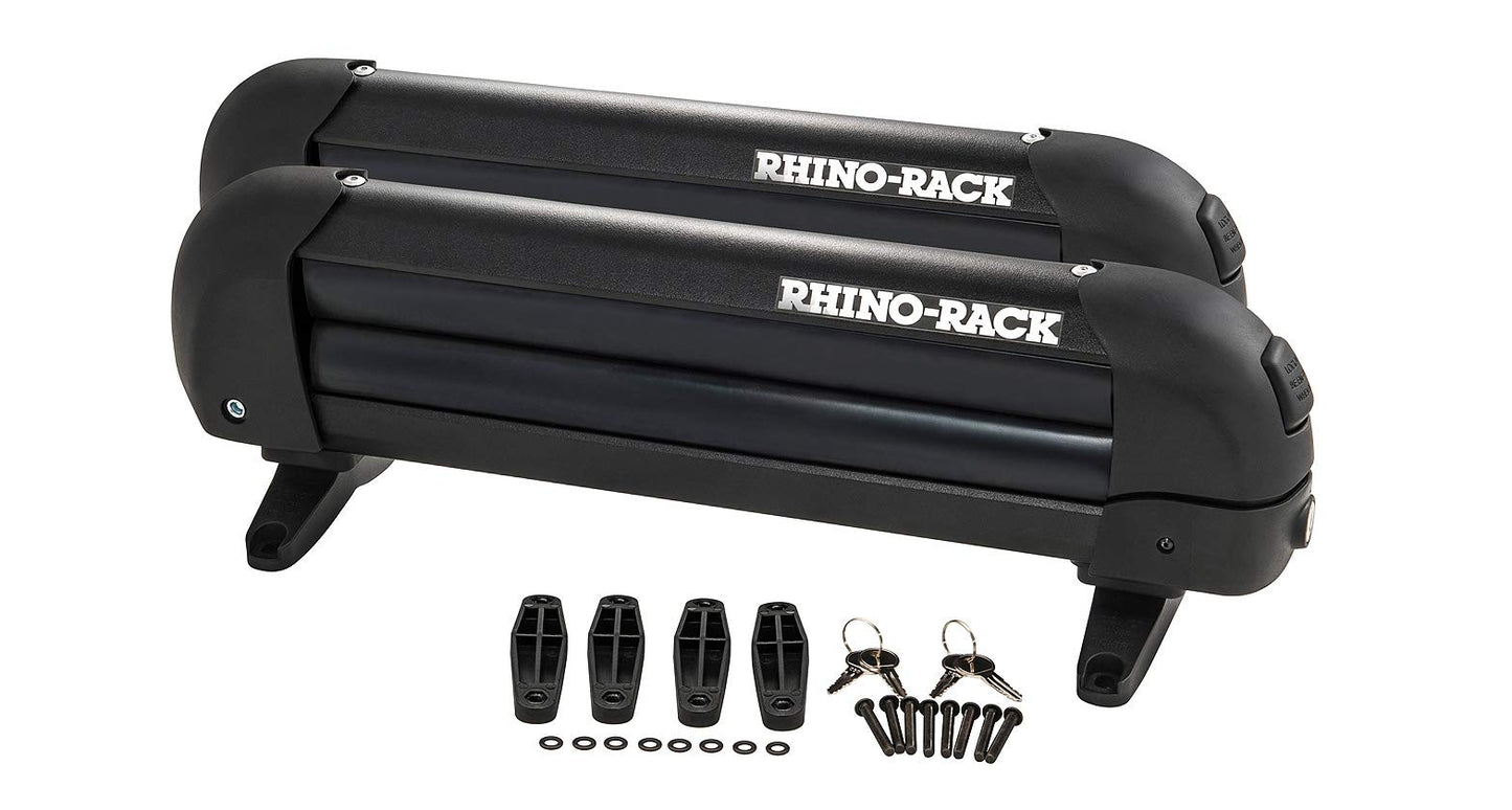 Rhino-Rack 13" Multi-Purpose Carrier for Skis, Snowboards, Fishing Rods, Skateboards, Kayak Paddles, Water Skis, etc Universal Mounting, Easy to Use, Locking, Lightweight & Heavy Duty for All Vehicles