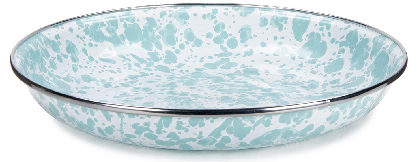 Golden Rabbit Enamelware - Sea Glass Swirl Pattern - 10 Inch Pasta Plate