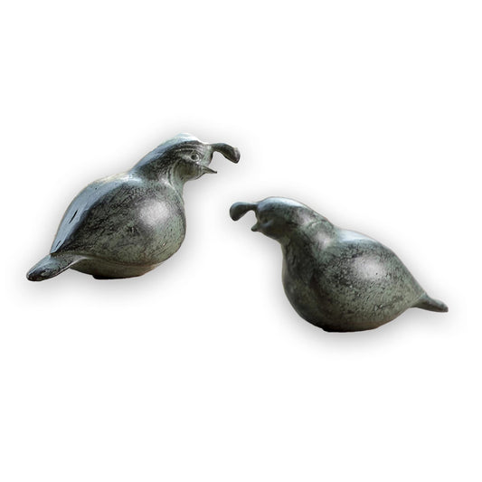 SPI Home 64056 Weathered Greywash Quail 2.5 x 4 Cast Iron Decorative Table Top Décor Figurine Set of 2