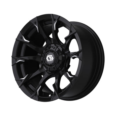 GTW Diablo 14 Inch Aluminum Golf Cart Wheel, Gloss Black/Machined