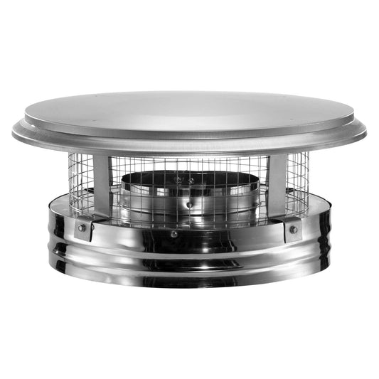 DuraVent DuraPlus 8 Inch Stainless Steel Round Chimney Cap with Triple Wall Design, Spark Arrestor Screen and Removable Screws, Silver