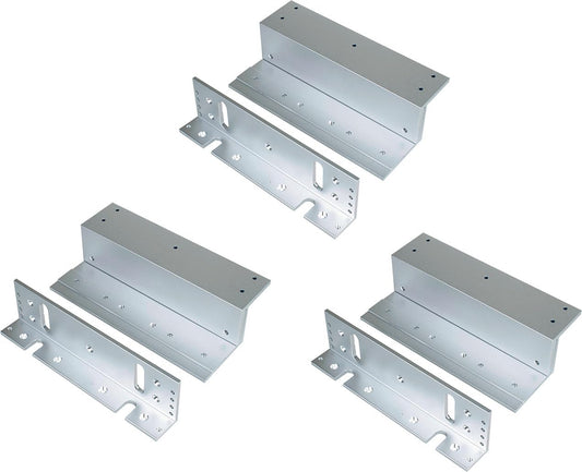 Seco-Larm E-941S-1K2/ZQ Pack of 3 Z-Brackets, for Use with 1200-lb Series Electromagnetic Locks, Silver