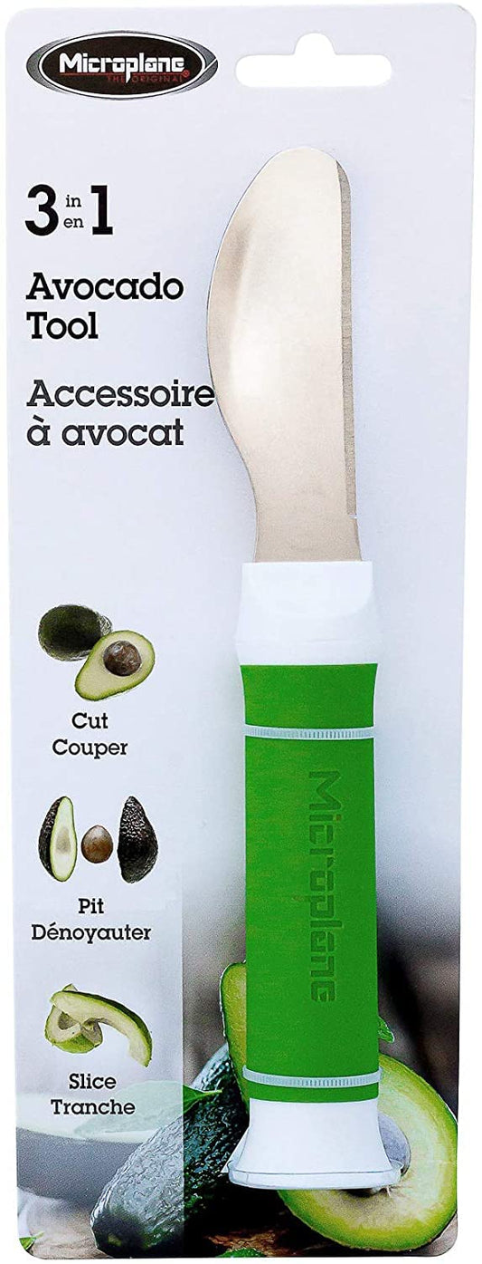 Microplane 3 In 1 Avocado Tool - Avocado Slicer, Peeler, Knife, Pit Removal - Green