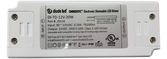 Diode LED DI-TD-12V-20W 20 Watt Omnidrive Electronic Dimmable LED Driver 12V DC