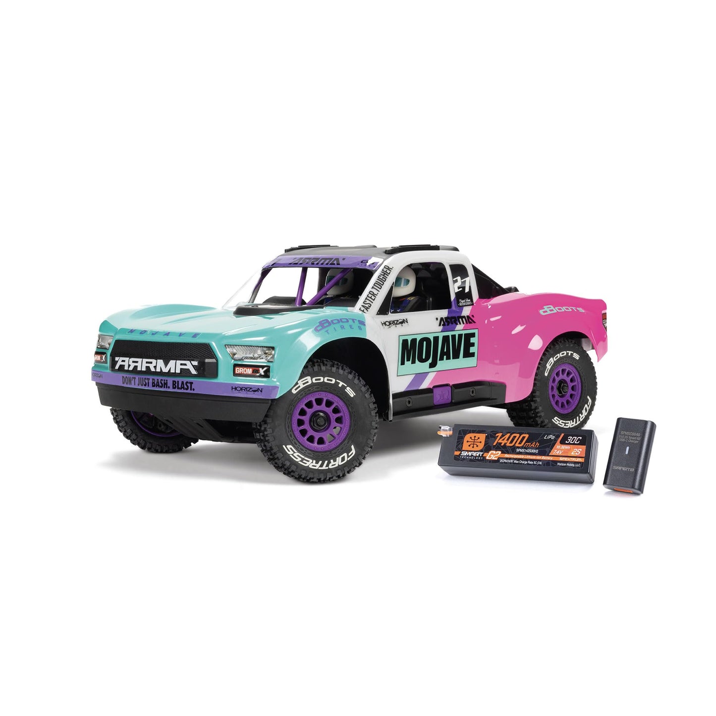ARRMA RC Truck Mojave GROM 4X4 223S BLX BRUSHLESS Small Scale Desert Truck RTR with DSC, Battery & Charger Included, Teal, ARA2304ST1