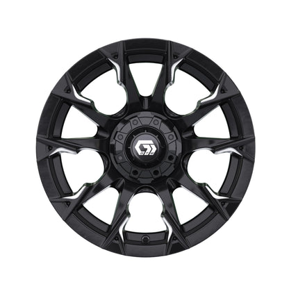 GTW Diablo 14 Inch Aluminum Golf Cart Wheel, Gloss Black/Machined