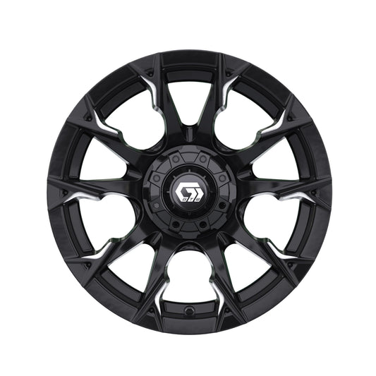 GTW Diablo 14 Inch Aluminum Golf Cart Wheel, Gloss Black/Machined